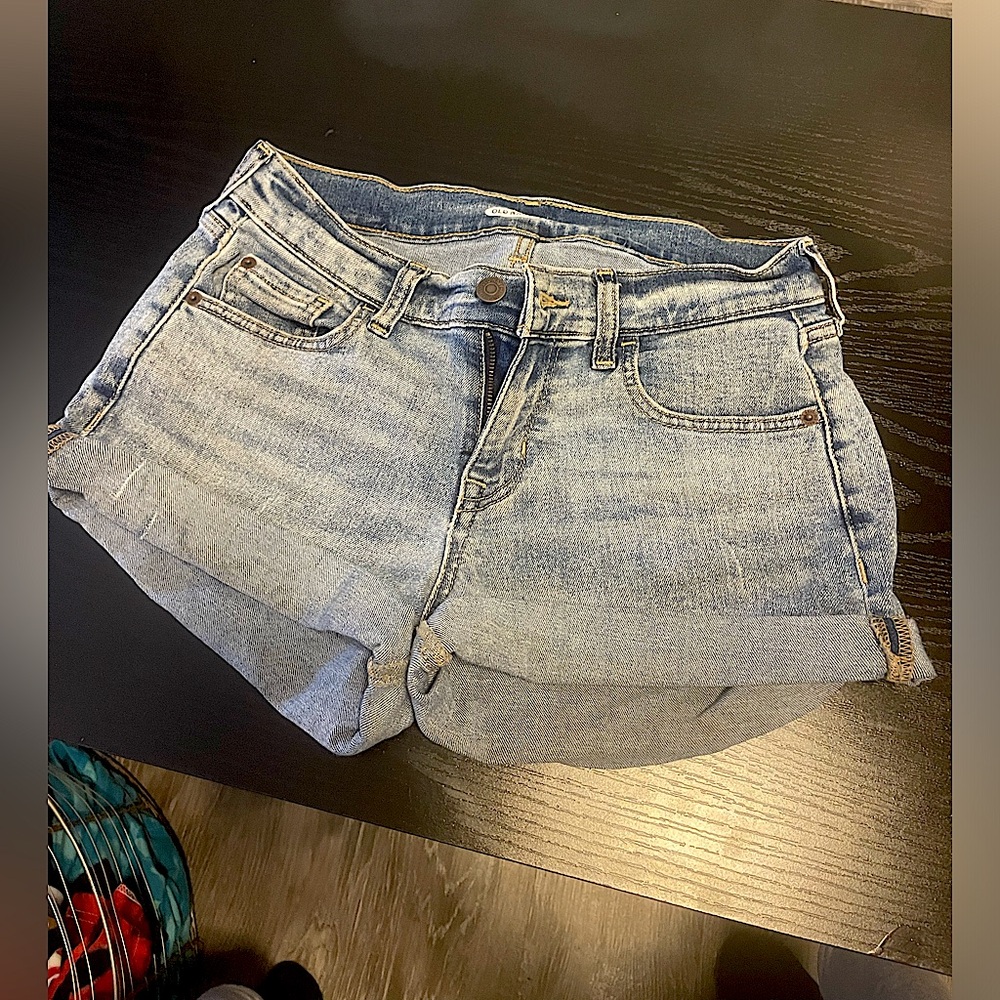 Light blue denim shorts